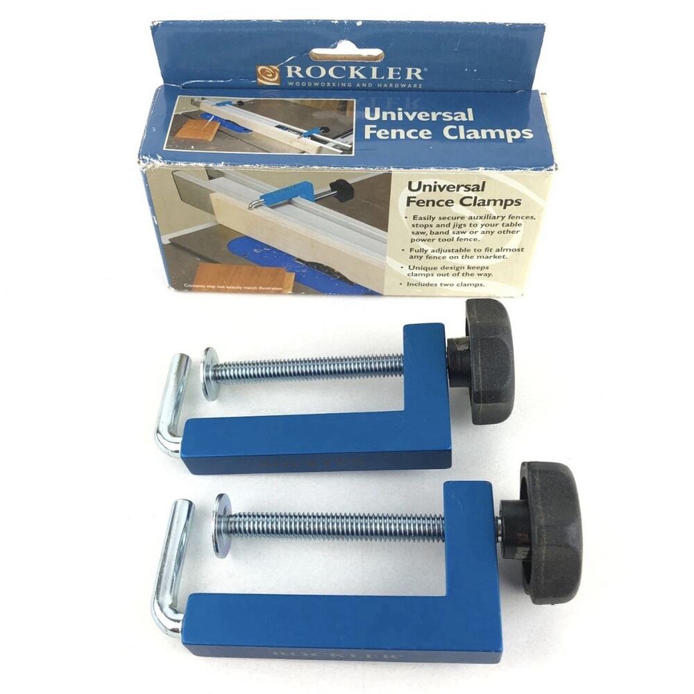 Rockler Universal Fence Clamps, 2 Pack, Table Saw Band Saw Aluminum with Box